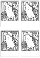 Vorschau - Mal- und Bastelvorlagen - Halloween - Pop-Art & Mosaik DIY Postkarten / Gespenst Geist - Seite 3
