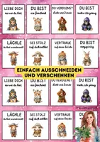 Vorschau - Mal- und Bastelvorlagen - Mutmachkarten Selbstliebe Wintertiere mit positiven Affirmationen - Seite 2