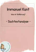 Vorschau - Arbeitsblätter - Kant I Was ist Aufklärung I Sachtextanalyse I Lösungen - Deckblatt