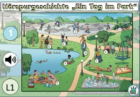 Vorschau - Audio-Dateien - Interaktive Hörspurgeschichte "Ein Tag im Park" dreifach differenziert - DaZ / DaF / Deutsch - Seite 1