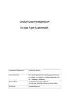 Vorschau - Stundenentwürfe - Ausführlicher Unterrichtsentwurf: Aufbau einer Größenvorstellung von einem Meter (Note: 1,0) - Deckblatt