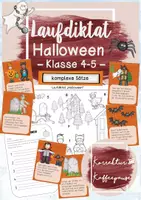 Vorschau - Arbeitsblätter - "Halloween" Laufdiktat / Schleichdiktat / Lesespaziergang - Klasse 4-5 - inkl. Wimmelbild - Deckblatt