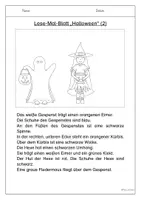 Vorschau - Arbeitsblätter - Lese-Mal-Blatt Halloween - Seite 1