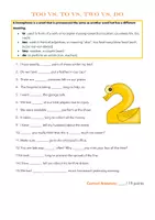 Vorschau - Arbeitsblätter - Homophones: two, to, too, do (Worksheet) - Seite 1
