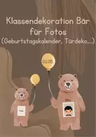 Vorschau - Poster - Klassendekoration Bär für Geburtstagskalender/Türdeko - Deckblatt