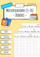 Vista previa - Hojas de trabajo - Tablas de multiplicar - Ejercicios semanales (Tareas) - Portada