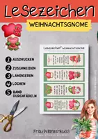 Vorschau - Mal- und Bastelvorlagen - Lesezeichen niedliche Weihnachtsgnome mit Sprüche - Seite 1