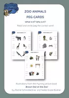 Vorschau - Stationenlernen - Brown Owl at the Zoo - ANIMAL PEG CARDS - Deckblatt