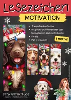 Vorschau - Mal- und Bastelvorlagen - Lesezeichen Weihnachtshunde Motivation mit positiven Sprüchen - Seite 1