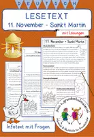 Vorschau - Arbeitsblätter - "11. November - Sankt Martin" - Lesetext mit Fragen und Lösungen - Deckblatt