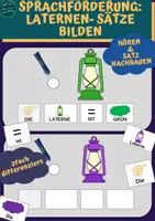 Vorschau - Fördermaterial/Inklusion - Sprachförderung: Laternen & Farben / Sätze bilden - Deckblatt