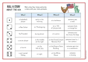 Vorschau - Arbeitsblätter - Roll a Story USA – Kreatives Schreiben Englisch (differenziert, 2 Niveaustufen) - Seite 1