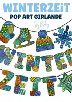 Vorschau - Mal- und Bastelvorlagen - Kooperative Winter Girlande - Pop Art Girlande zum Weiter- und Ausmalen - Deckblatt