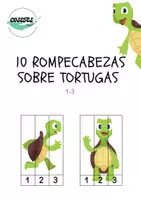Vista previa - Tarjetas / Manipulativos - 10 ROMPECABEZAS NUMÉRICOS 1-3 DE TORTUGAS - página 1