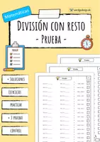 Vista previa - Hojas de trabajo - División con resto / residuo - Prueba - Portada