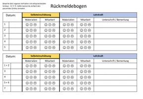 Vorschau - Arbeitsblätter - Rückmeldebogen / Verstärkerplan - Seite 1