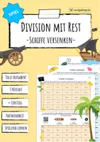 Vorschau - Arbeitsblätter - Division / Dividieren mit Rest - Spiel - Deckblatt