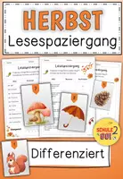 Vorschau - Arbeitsblätter - Herbst Lesespaziergang / Lesen / differenziert - Deckblatt