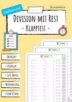 Vorschau - Arbeitsblätter - Division mit Rest - Klapptest zur Selbstkontrolle - Deckblatt