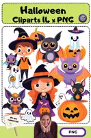 Vista previa - Manualidades / Dibujos para colorear - Halloween Cliparts | Calabaza, Fantasma, Murciélago +Co. | Ilustraciones comerciales - Portada