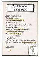 Vorschau - Arbeitsblätter - Gleichungen Legekreis (eine Lösung - zwei Gleichungen) - Seite 1