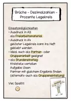 Vorschau - Arbeitsblätter - Brüche Dezimalzahlen Prozent Legekreis - Seite 1