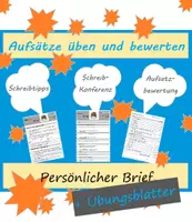 Vorschau - Unterrichtsreihen - Aufsatz: Der persönliche Brief #Schreibtipps, -konferenz, Bewertung und Übungen - Deckblatt