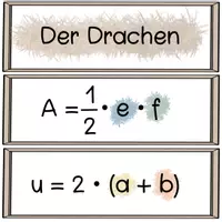 Vorschau - Fördermaterial/Inklusion - Vierecke Tafelkarten (Fläche, Umfang, Diagonalen, Mittellinien,…) - Seite 2