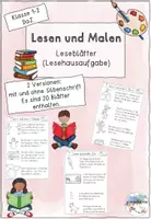 Vorschau - Arbeitsblätter - Lesen und malen (Lesehausaufgabe) - Deckblatt