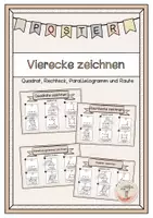 Vorschau - Arbeitsblätter - Vierecke zeichnen Merkplakate (Quadrat, Rechteck, Parallelogramm, Raute) - Deckblatt