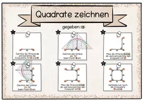 Vorschau - Arbeitsblätter - Vierecke zeichnen Merkplakate (Quadrat, Rechteck, Parallelogramm, Raute) - Seite 1