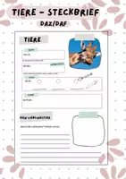 Vorschau - Arbeitsblätter - Tiere - Steckbrief DaZ/DaF - Deckblatt