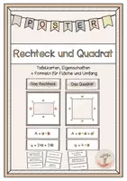 Vorschau - Fördermaterial/Inklusion - Rechteck und Quadrat - Merkplakate Umfang und Fläche - Deckblatt