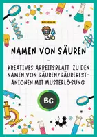 Vorschau - Arbeitsblätter - Säuren und Säurerest-Anionen - Kreatives Arbeitsblatt mit Musterlösung - Deckblatt