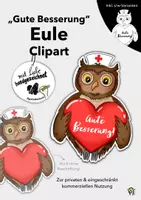 Vorschau - selbst erstellte Cliparts/Grafiken - Clipart für die Krankenmappe ("Gute Besserung"- Eule) - Deckblatt