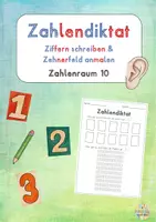 Vorschau - Arbeitsblätter - Zahlendiktat (ZR10): Ziffern schreiben & Zehnerfeld anmalen - Deckblatt