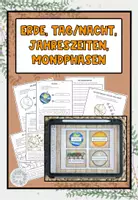 Vorschau - Arbeitsblätter - Tag/Nacht, Jahreszeiten und Mondphasen (Interaktiv + AB) Klimamaterial - Deckblatt
