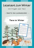 Vorschau - Arbeitsblätter - Lesetext (Lesetandem) "Tiere im Winter" - mit Fragen zum Text - Deckblatt