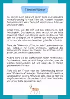 Vorschau - Arbeitsblätter - Lesetext (Lesetandem) "Tiere im Winter" - mit Fragen zum Text - Seite 1