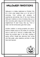 Vista previa - Hojas de trabajo - COMPRENSIONES LECTORAS HALLOWEEN - Inglés - página 1