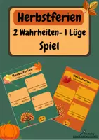 Vorschau - Arbeitsblätter - Herbstferien - 2 Wahrheiten 1 Lüge Spiel - spielerisches Erzählen von den Ferien - Deckblatt