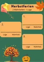 Vorschau - Arbeitsblätter - Herbstferien - 2 Wahrheiten 1 Lüge Spiel - spielerisches Erzählen von den Ferien - Seite 1