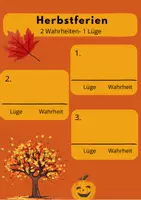 Vorschau - Arbeitsblätter - Herbstferien - 2 Wahrheiten 1 Lüge Spiel - spielerisches Erzählen von den Ferien - Seite 2