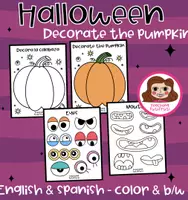 Vorschau - Arbeitsblätter - Den Halloween Kürbis dekorieren {By Teaching Tutifruti} - Deckblatt