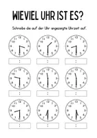 Vorschau - Mal- und Bastelvorlagen - Uhrzeit Übungen: Arbeitsblatt zum Ablesen der Uhr. - Seite 2