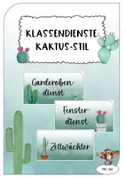 Vorschau - Poster - Dienste im Kaktus/Sukkulenten-Stil (Classroom-Management) - Deckblatt