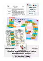 Vorschau - Spiele - Freiarbeit: "Tenses games 1-4" (Brettspielreihe zu "Zeiten und Verben" mit Selbstkontrolle) - Seite 1