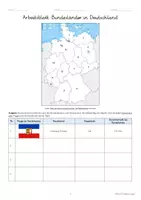 Vorschau - Arbeitsblätter - Bundesländer Deutschland Kartenarbeit Einwohnerzahl Hauptstadt - Deckblatt