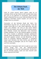 Vorschau - Arbeitsblätter - Lesetext (Lesetandem) "Die kälteste Stadt der Welt" - mit Fragen zum Text - Seite 1
