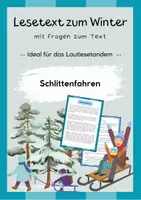 Vorschau - Arbeitsblätter - Lesetext (Lesetandem) "Schlittenfahren" - mit Fragen zum Text - Deckblatt